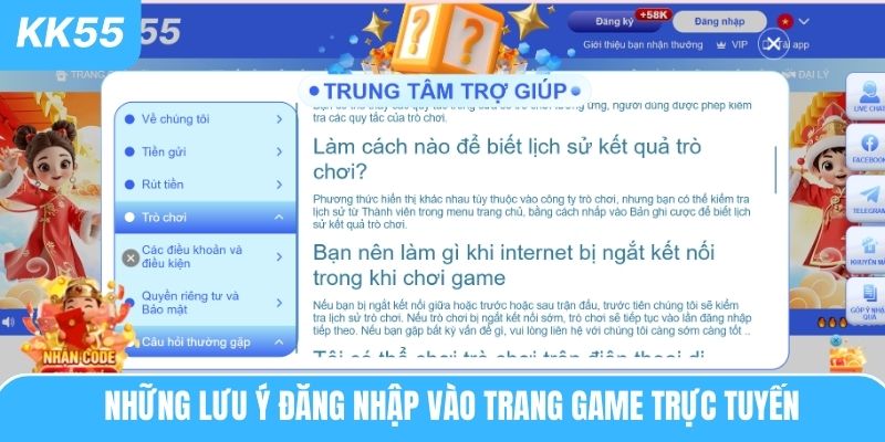 Những lưu ý đăng nhập vào trang game trực tuyến